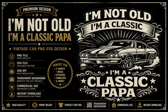 Download Classic Papa Vintage Car PNG Design - Png Collection
