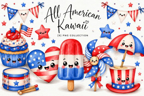 Download All American Kawaii Clipart PNG Bundle - Png Collection