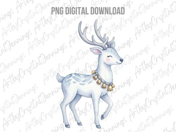 Download Cute Watercolor White Christmas Deer PNG - Png Collection