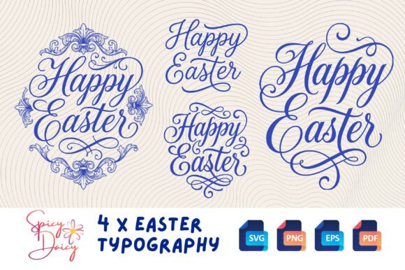 Download Happy Easter Typography X 4 SVG PNG Set - Png Collection