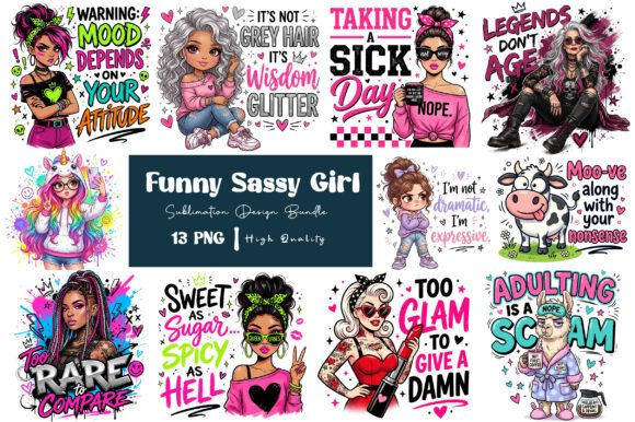 Download Funny Sassy Girl Sublimation PNG Bundle - Png Collection