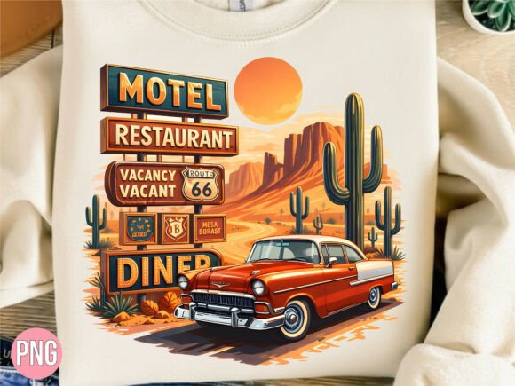 Download Retro Route 66 Desert Classic Car PNG - Png Collection
